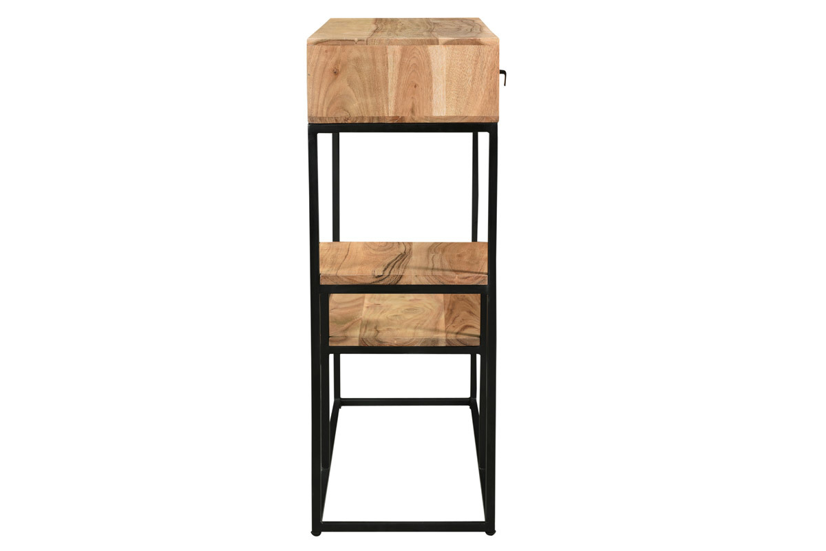 Consola 2 cajones en acacia y metal L80 cm GRENELLE