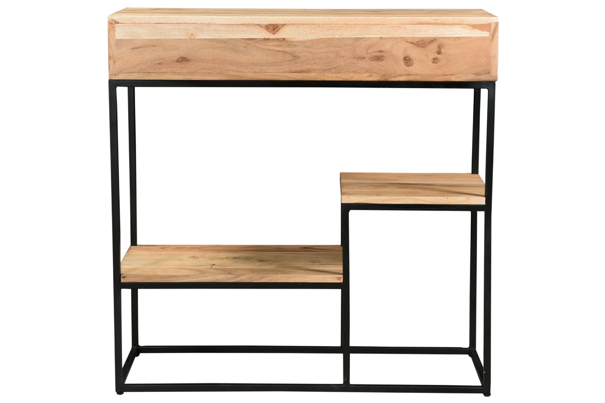 Consola 2 cajones en acacia y metal L80 cm GRENELLE