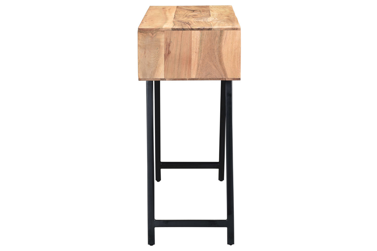 Consola 2 cajones en acacia y metal negro L81 cm EDITION