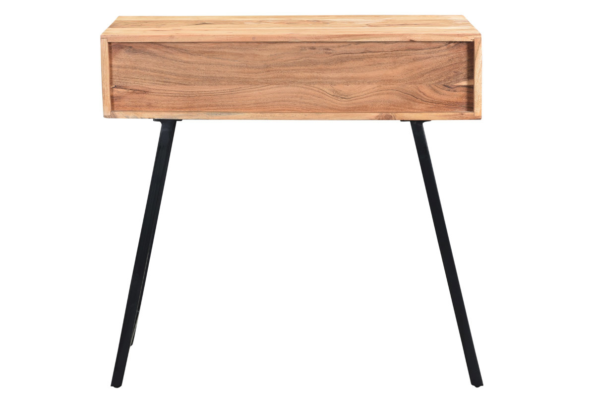 Consola 2 cajones en acacia y metal negro L81 cm EDITION