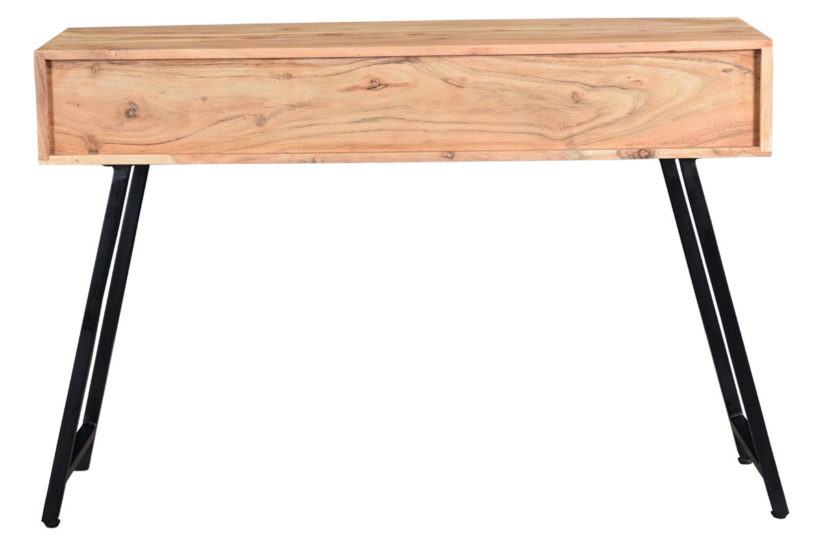 Consola 3 cajones en acacia y metal negro EDITION