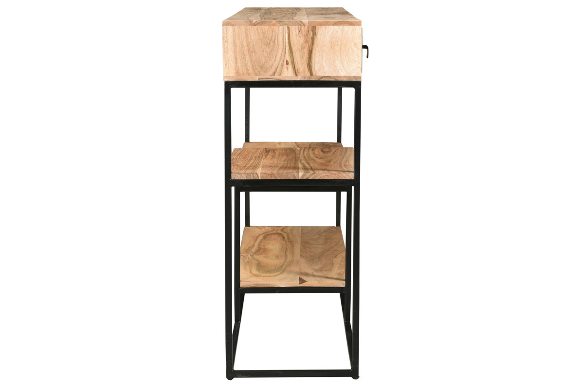 Consola 4 cajones en cacia y metal negro L115 cm GRENELLE