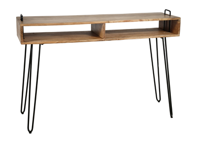 Consola con almacenaje en madera de acacia y metal negro ALVIN - Consola con almacenaje en madera de acacia y metal negro ALVIN