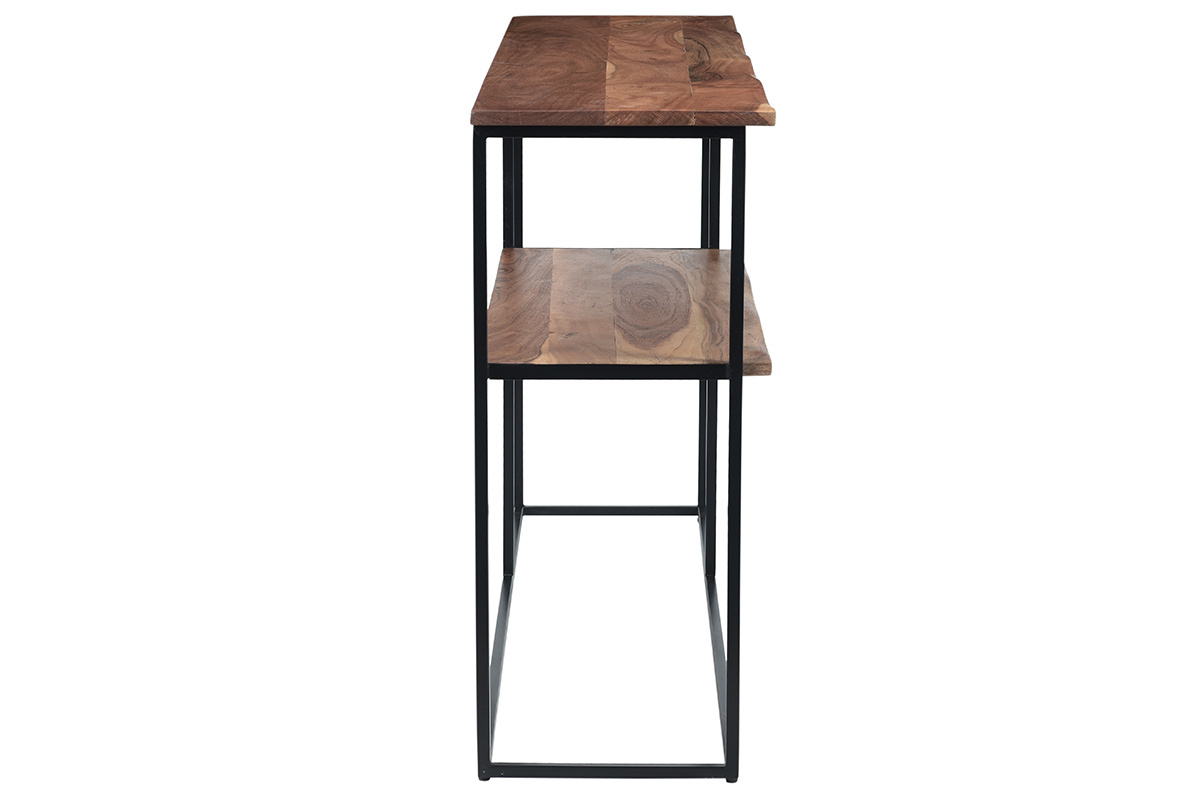 Consola con banquillo en acacia y metal negro LOCK