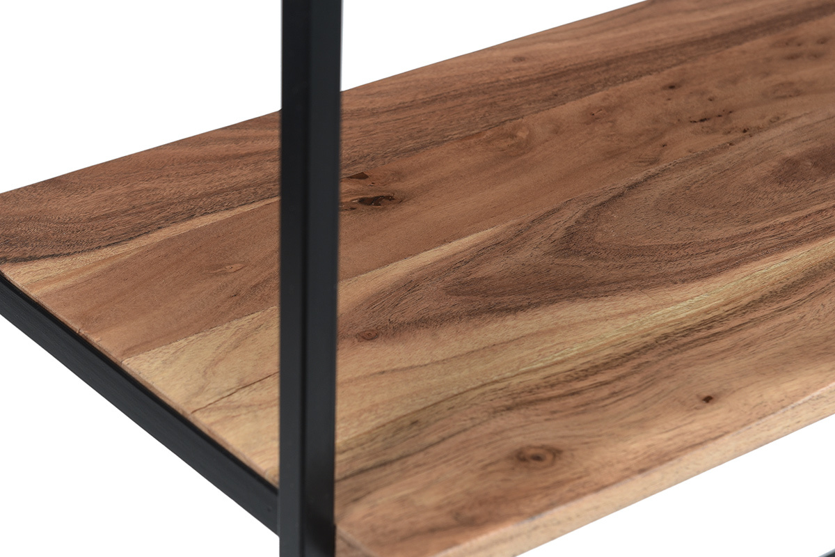 Consola con banquillo en acacia y metal negro LOCK
