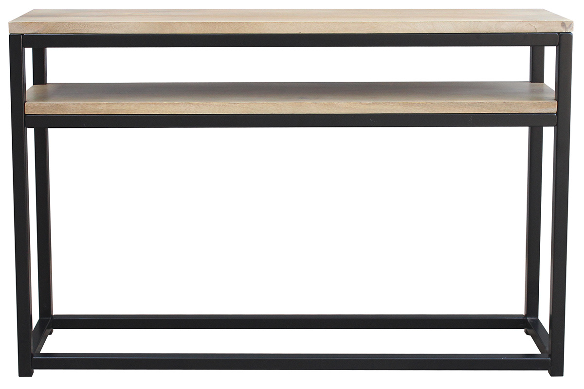 Consola con estante en mango y metal negro 120 cm FACTORY