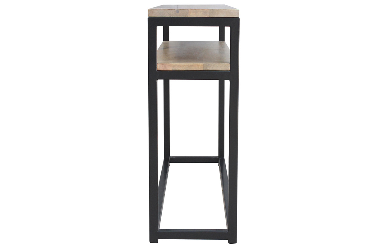 Consola con estante en mango y metal negro 120 cm FACTORY