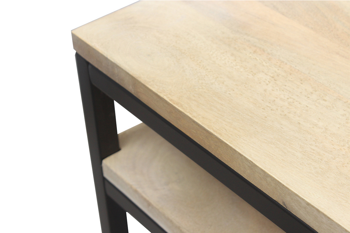 Consola con estante en mango y metal negro 120 cm FACTORY