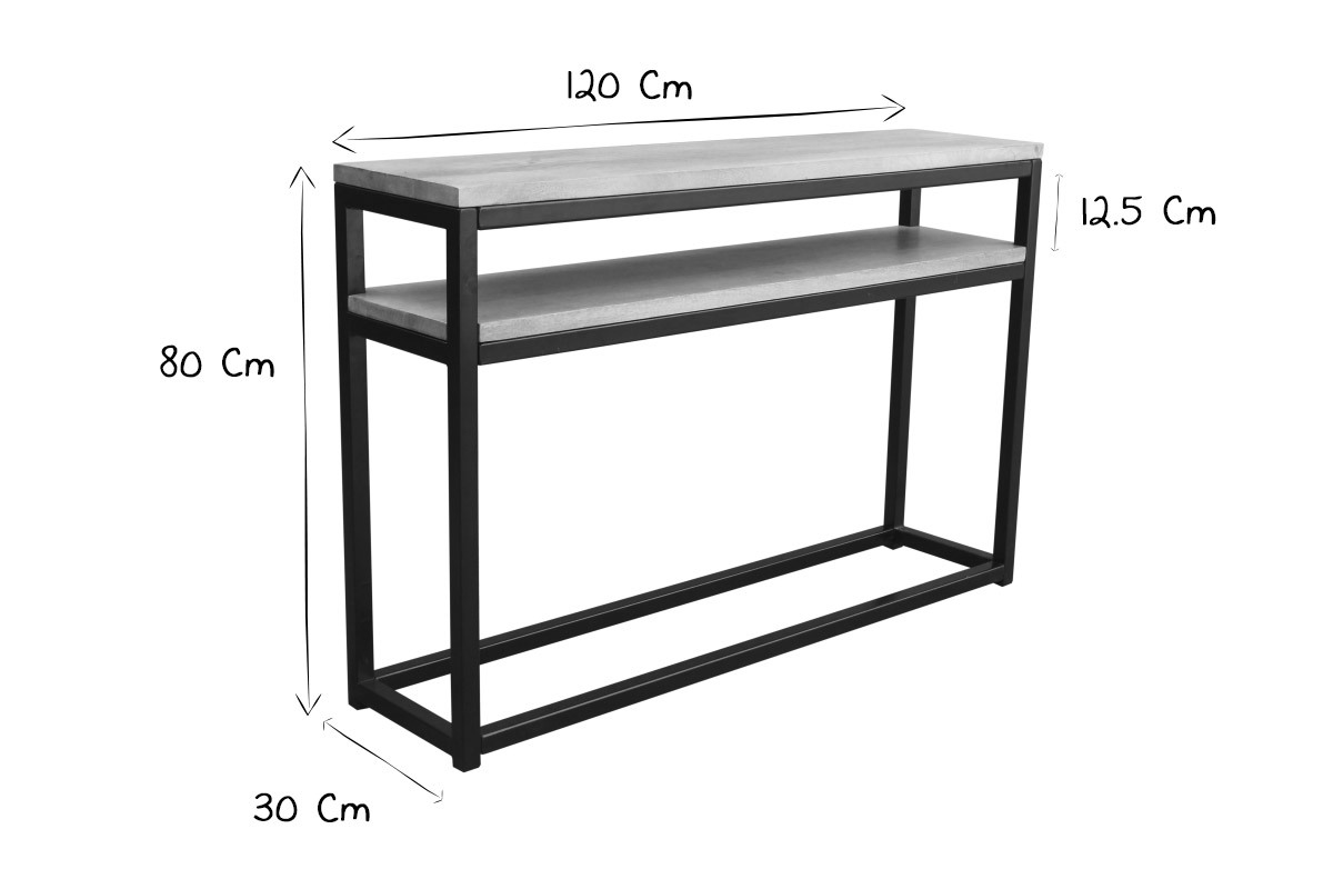 Consola con estante en mango y metal negro 120 cm FACTORY