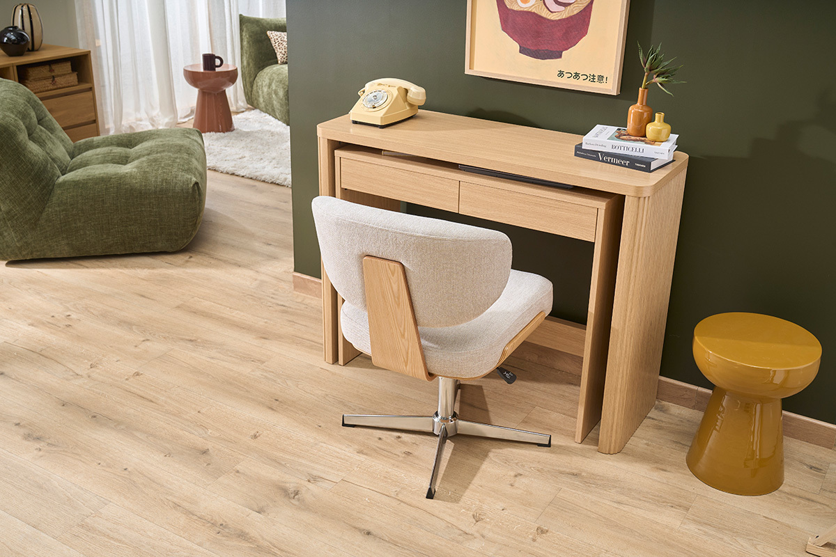 Consola de apoyo para oficina con cajones acabado madera clara roble L110 cm ENOLA