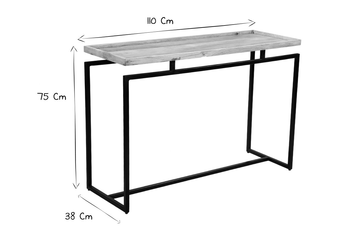Consola en mango y metal negro L110 cm FRAME