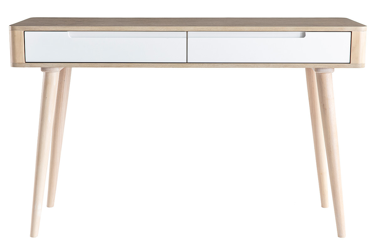Consola-escritorio nrdico fresno claro y blanco GOTLAND