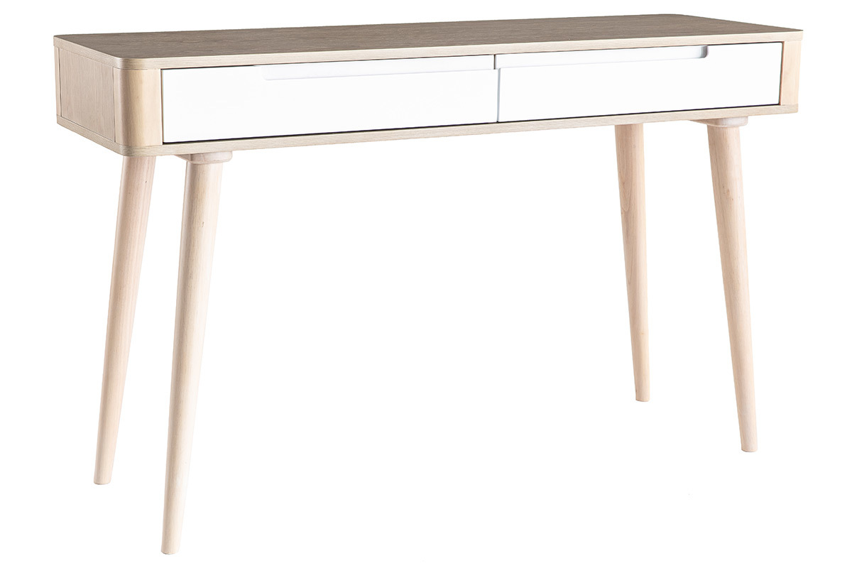 Consola-escritorio nrdico fresno claro y blanco GOTLAND