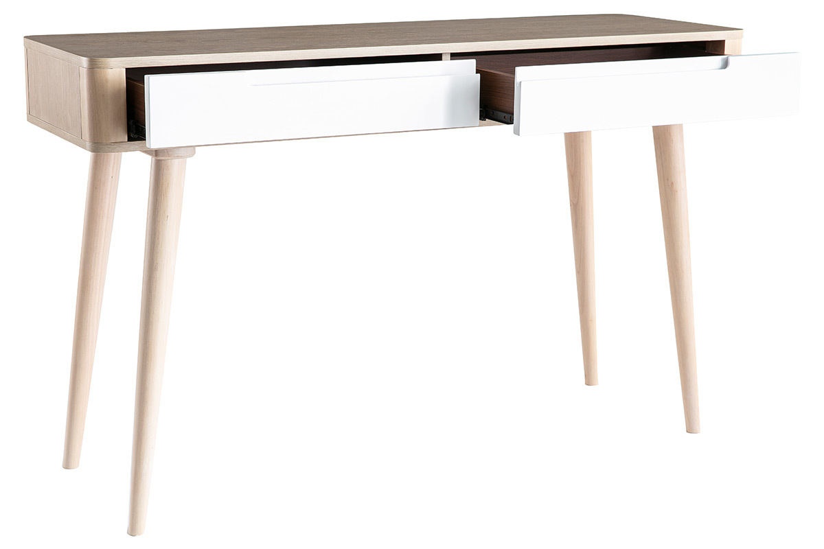 Consola-escritorio nrdico fresno claro y blanco GOTLAND