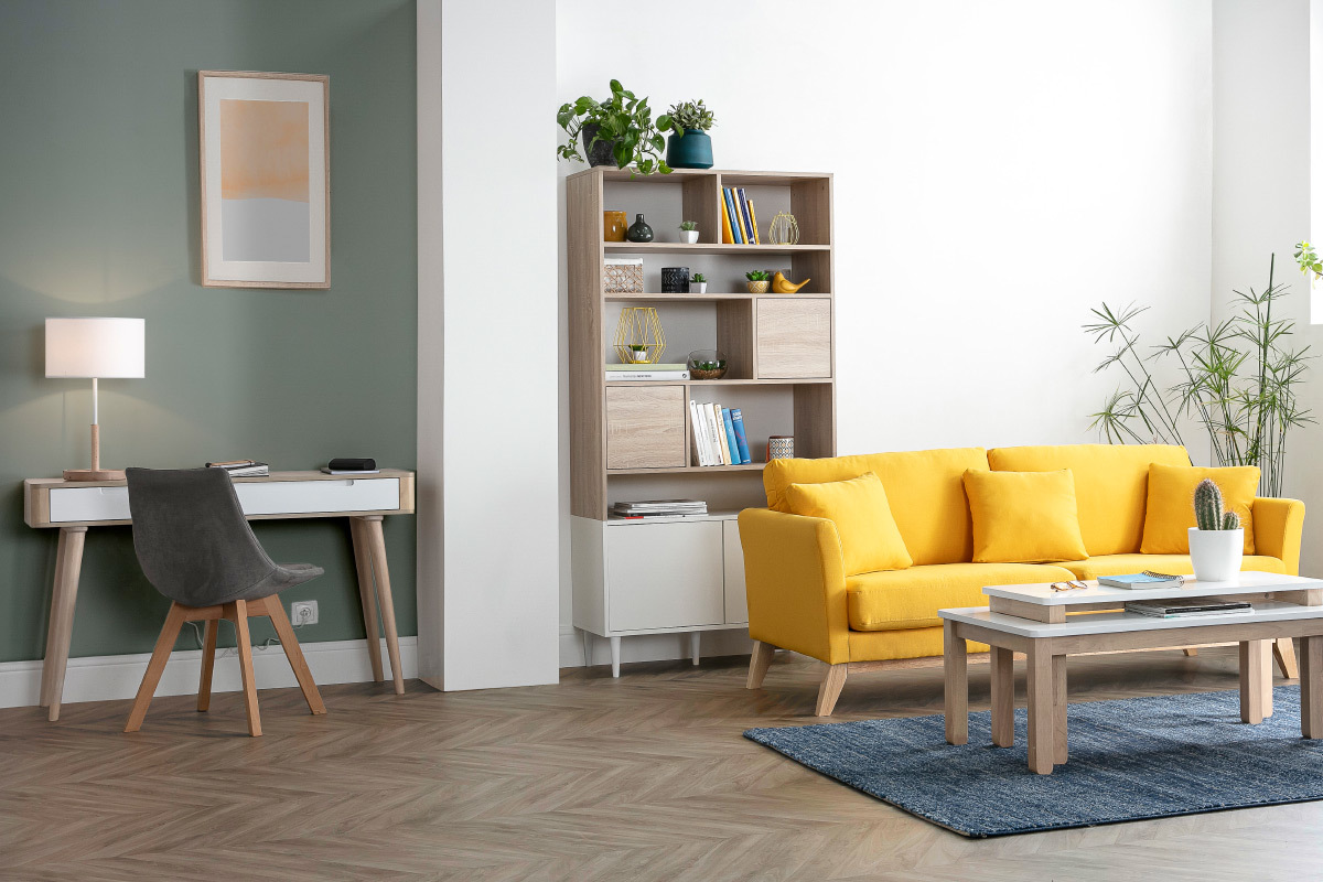 Consola-escritorio nrdico fresno claro y blanco GOTLAND