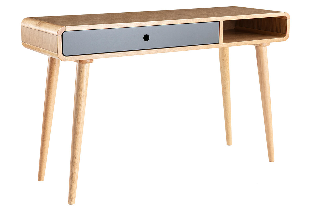 Consola-escritorio roble claro y gris L120 cm COPENHAGUE