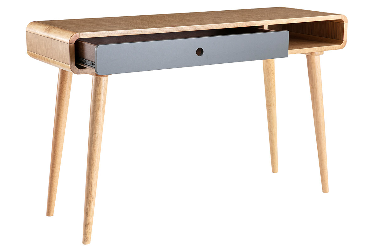 Consola-escritorio roble claro y gris L120 cm COPENHAGUE