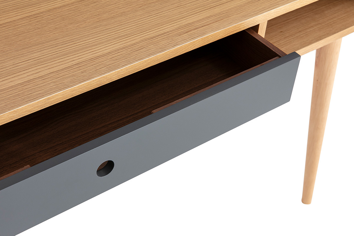 Consola-escritorio roble claro y gris L120 cm COPENHAGUE