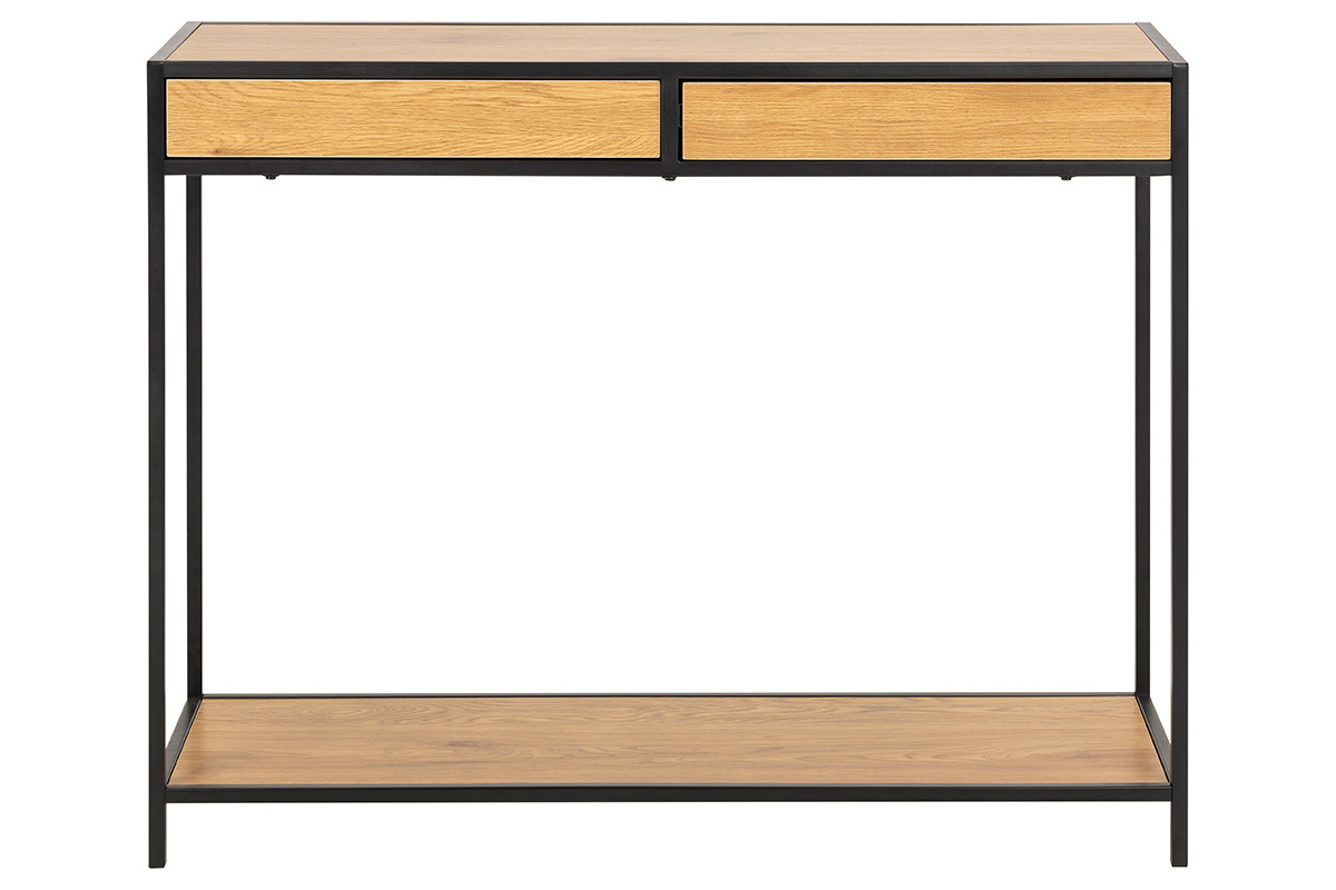 Consola industrial 2 cajones en metal y madera L100 cm TRESCA