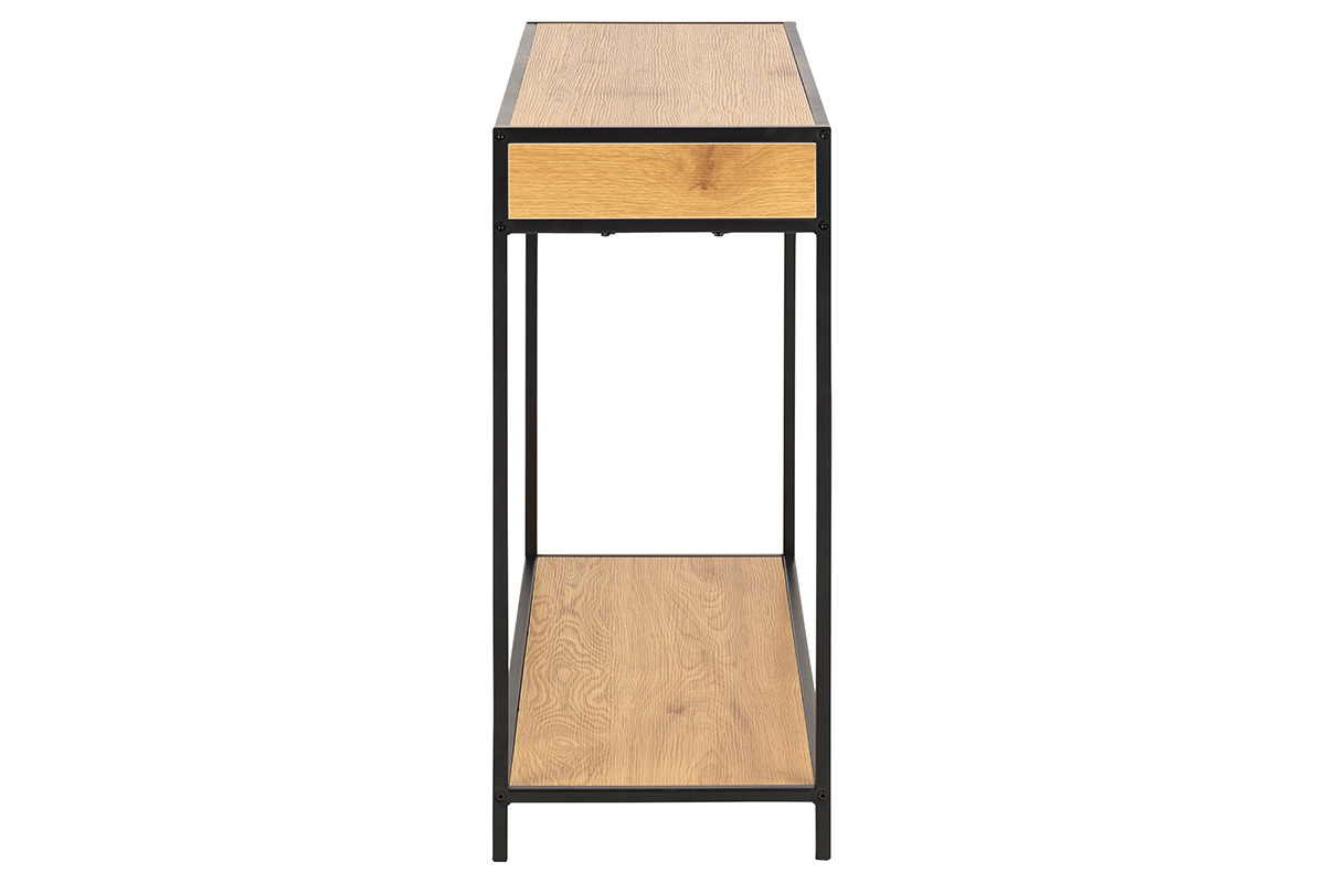 Consola industrial 2 cajones en metal y madera L100 cm TRESCA
