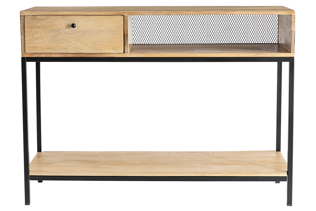 Consola industrial en mango y metal negro L110 cm RACK