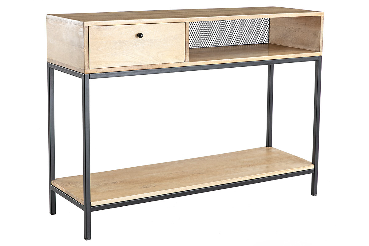 Consola industrial en mango y metal negro L110 cm RACK