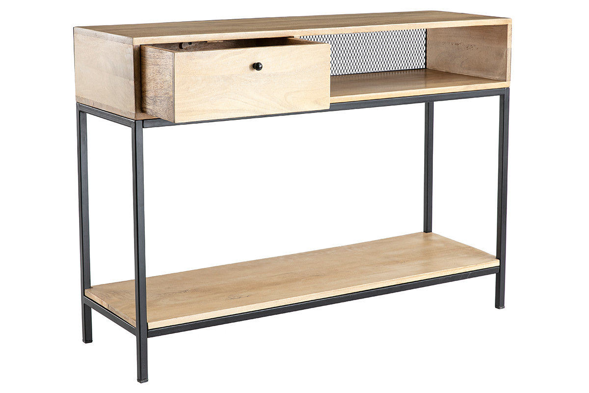 Consola industrial en mango y metal negro L110 cm RACK