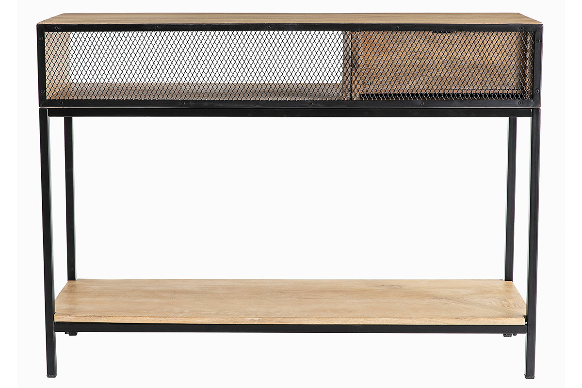 Consola industrial en mango y metal negro L110 cm RACK