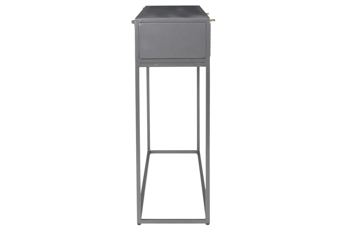 Consola industrial en metal dorado y gris MAGIC