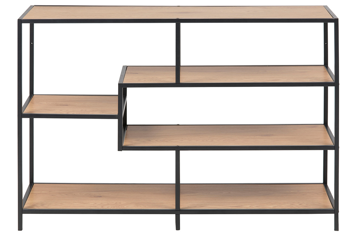 Consola industrial metal negro y madera L114 cm TRESCA