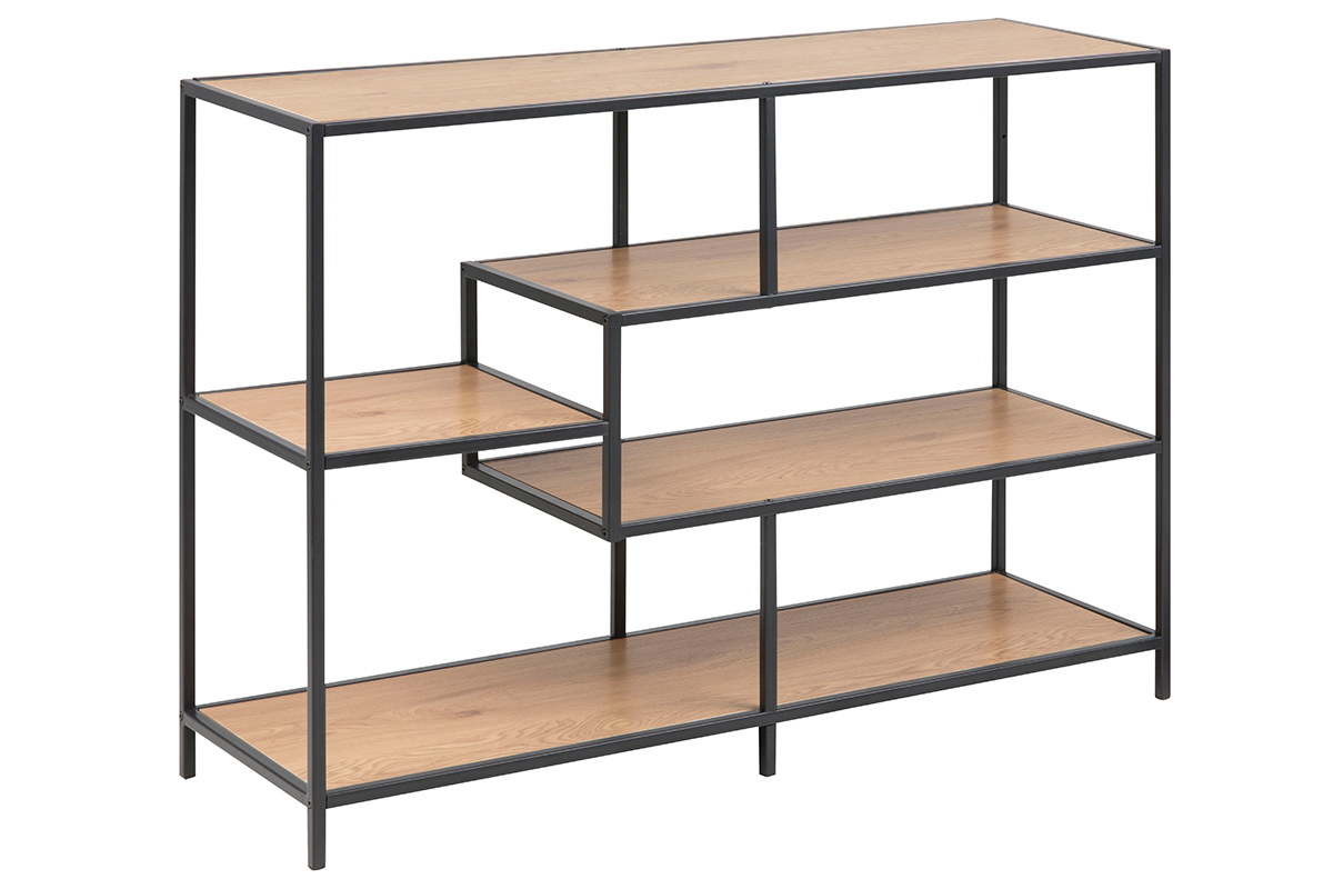 Consola industrial metal negro y madera L114 cm TRESCA