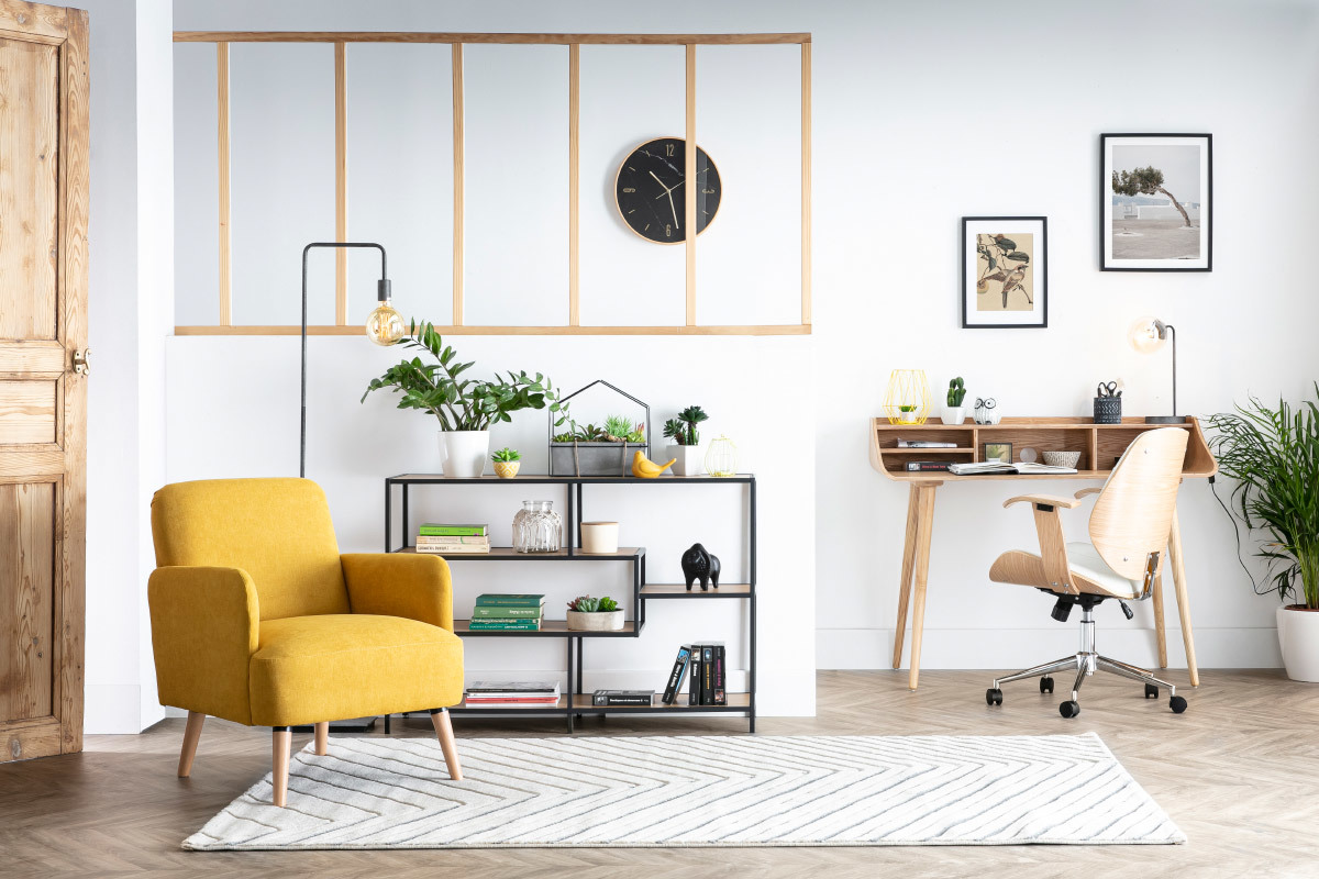 Consola industrial metal negro y madera L114 cm TRESCA