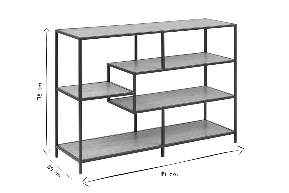Consola industrial metal negro y madera L114 cm TRESCA