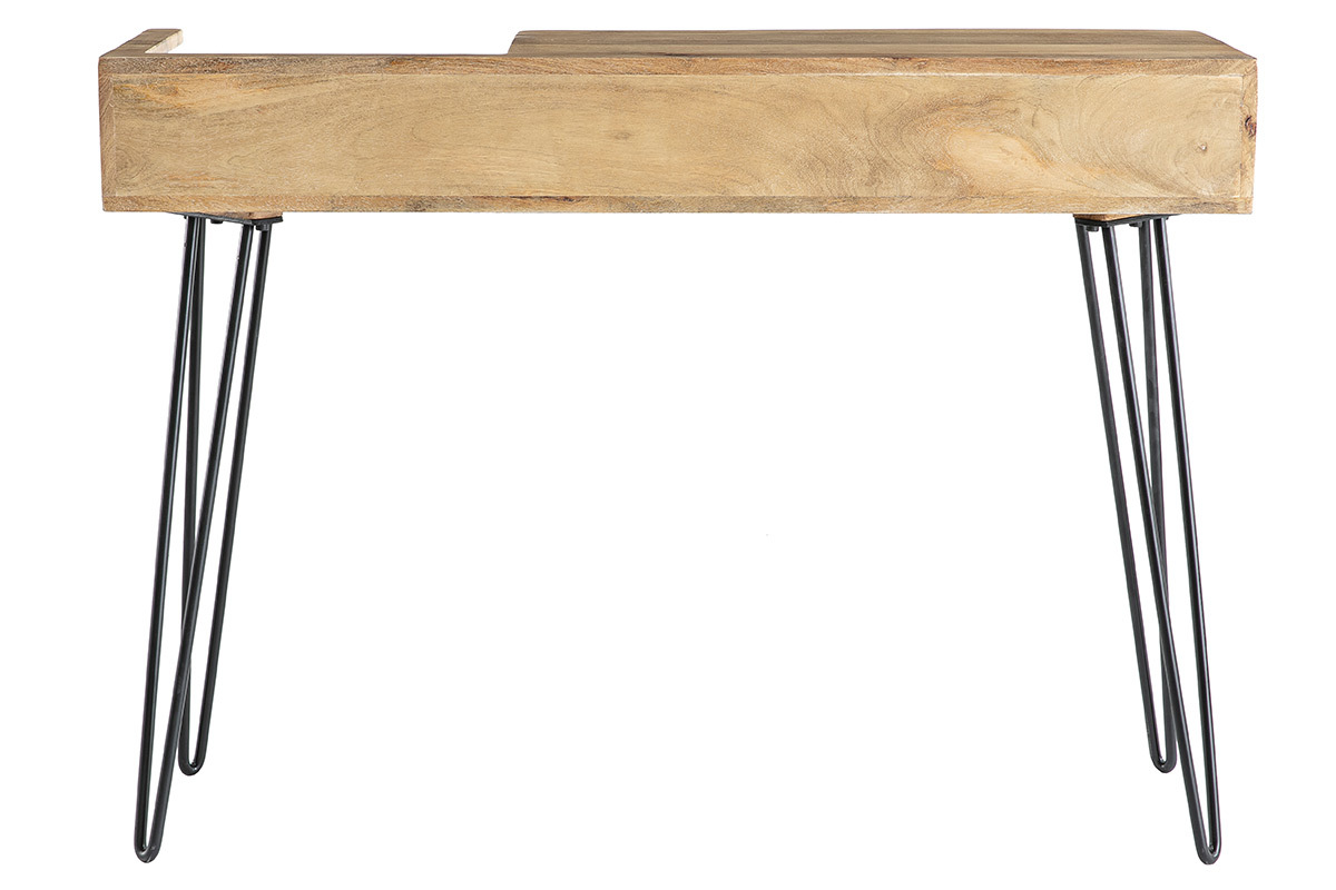 Consola moderna en mango con patas en forma de horquilla en metal negro L110 cm VIBES