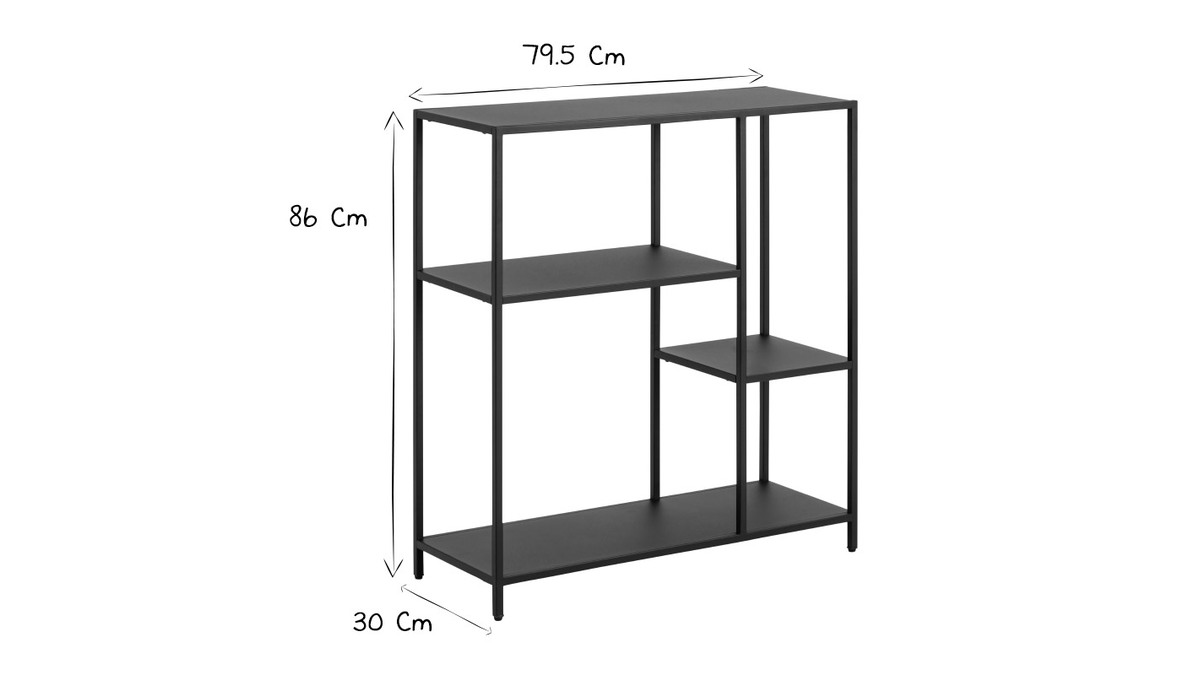 Consola moderna en metal negro L80 cm PODIUM