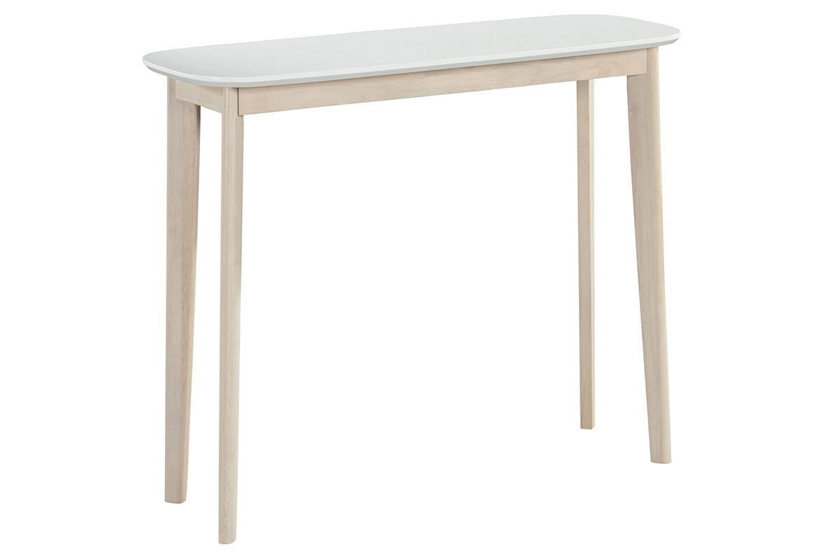 Consola nrdica blanca y madera clara LEENA