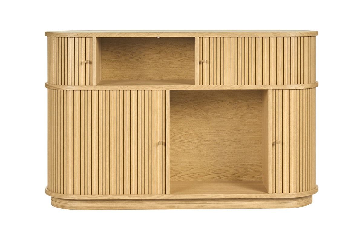 Consola vintage de madera clara roble con puertas correderas L120 cm EPIC