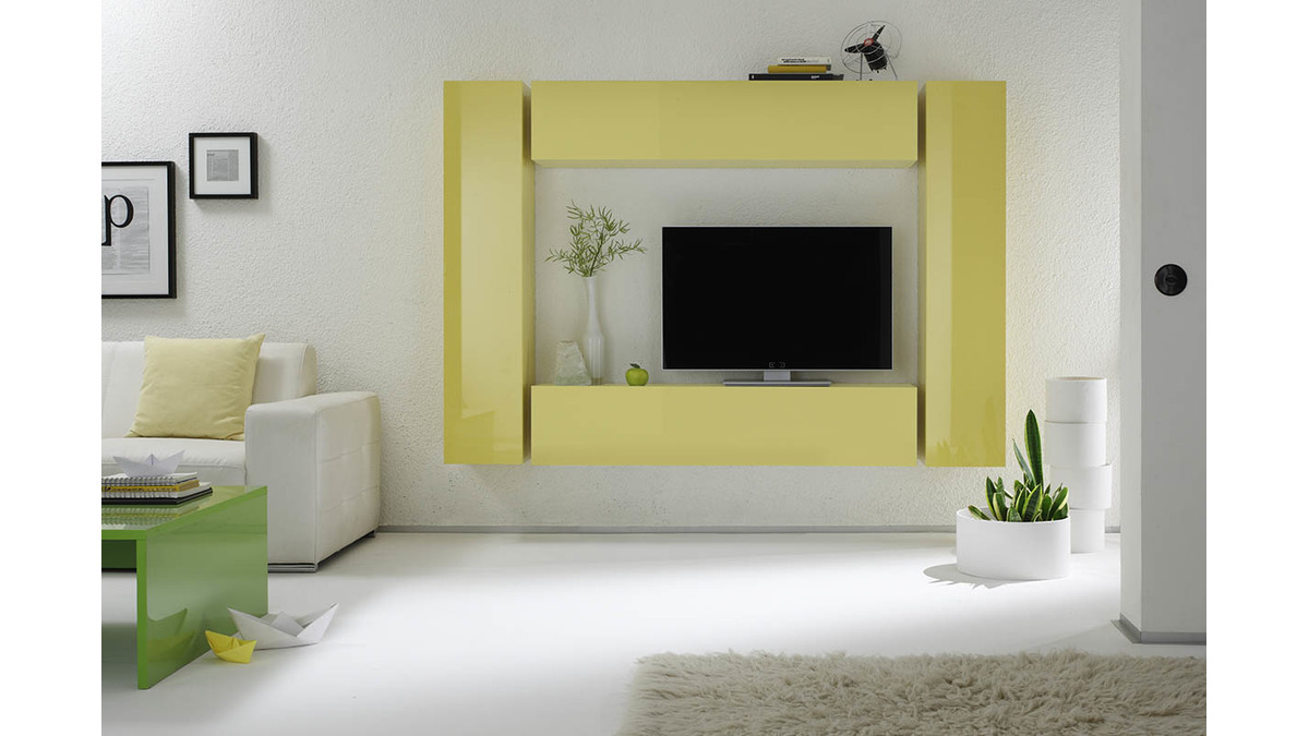 Elemento de pared TV COLORED horizontal o vertical Lacado Amarillo