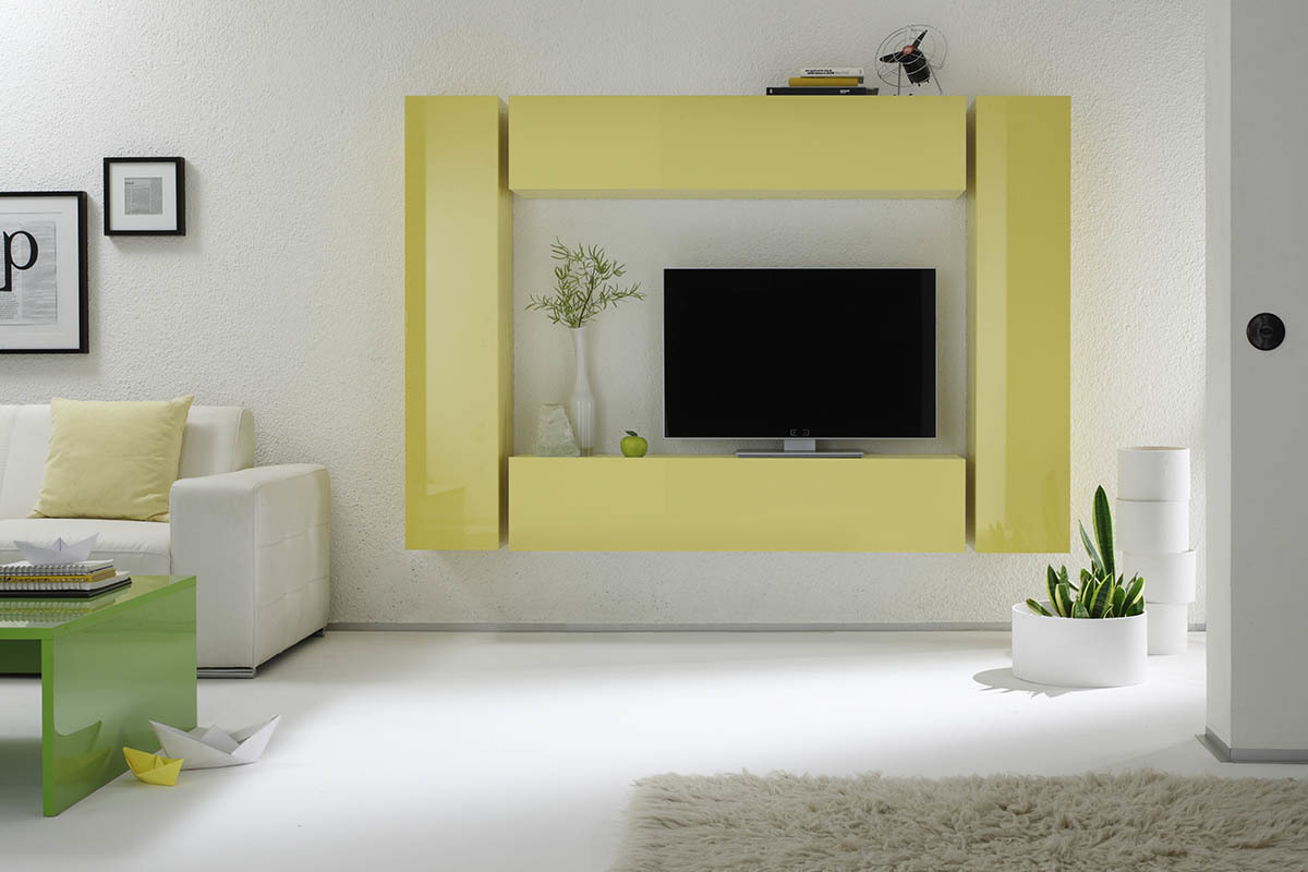 Elemento de pared TV COLORED horizontal o vertical Lacado Amarillo