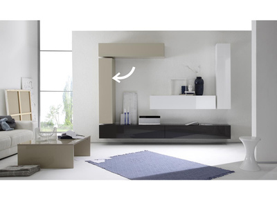 Elemento de pared TV COLORED horizontal o vertical Lacado Crema