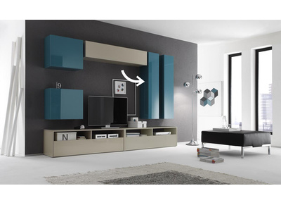 Elemento de pared TV COLORED horizontal o vertical Lacado Turquesa