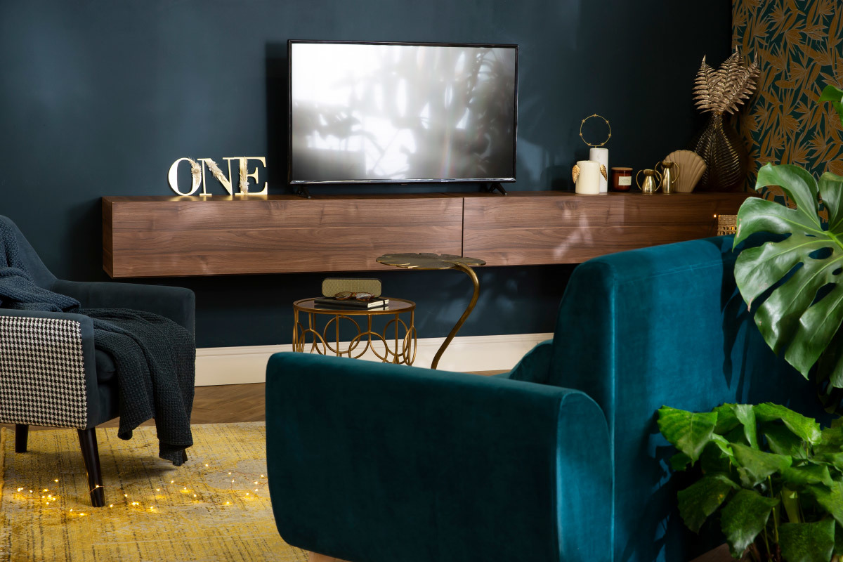 Elemento de pared TV horizontal acabado nogal ETERNEL