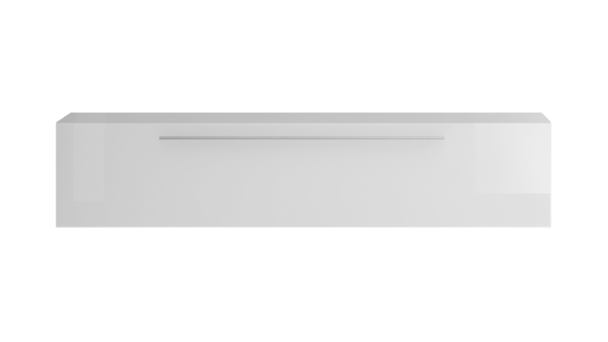 Elemento de pared TV horizontal blanco brillante con tirador ETERNEL