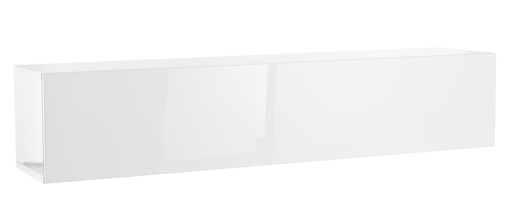 Elemento de pared TV horizontal lacado blanco brillante ETERNEL