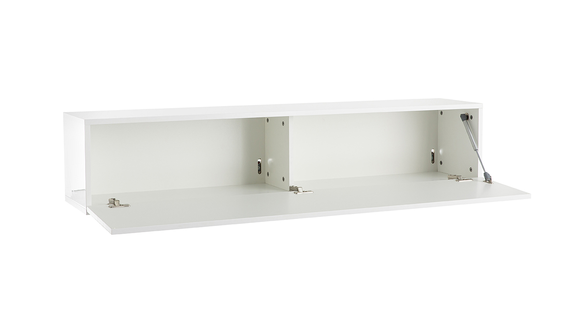 Elemento de pared TV horizontal lacado blanco brillante ETERNEL