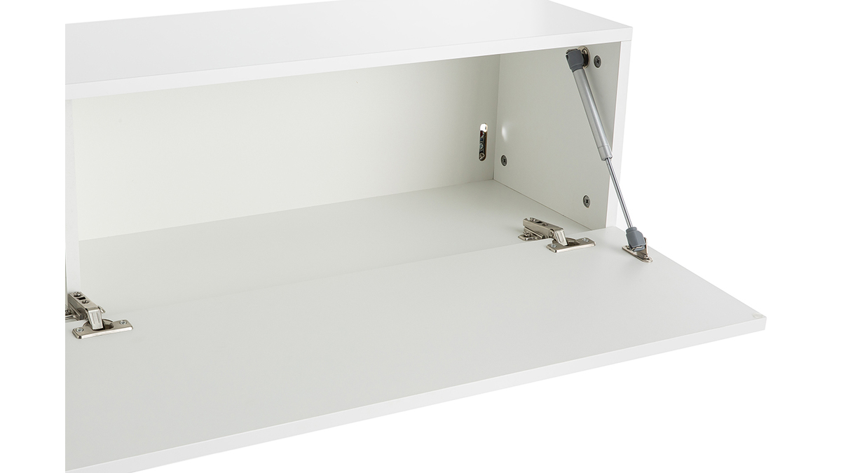 Elemento de pared TV horizontal lacado blanco brillante ETERNEL