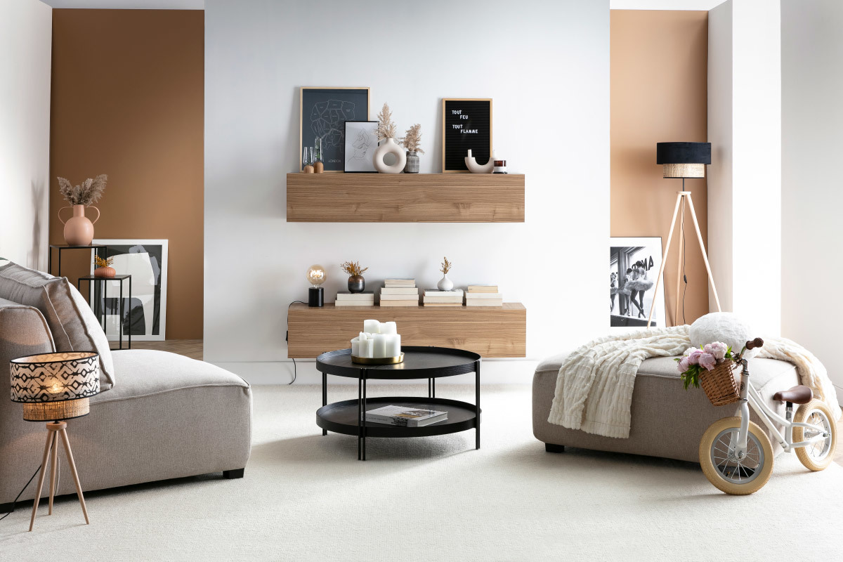 Elemento de pared TV horizontal nogal claro ETERNEL