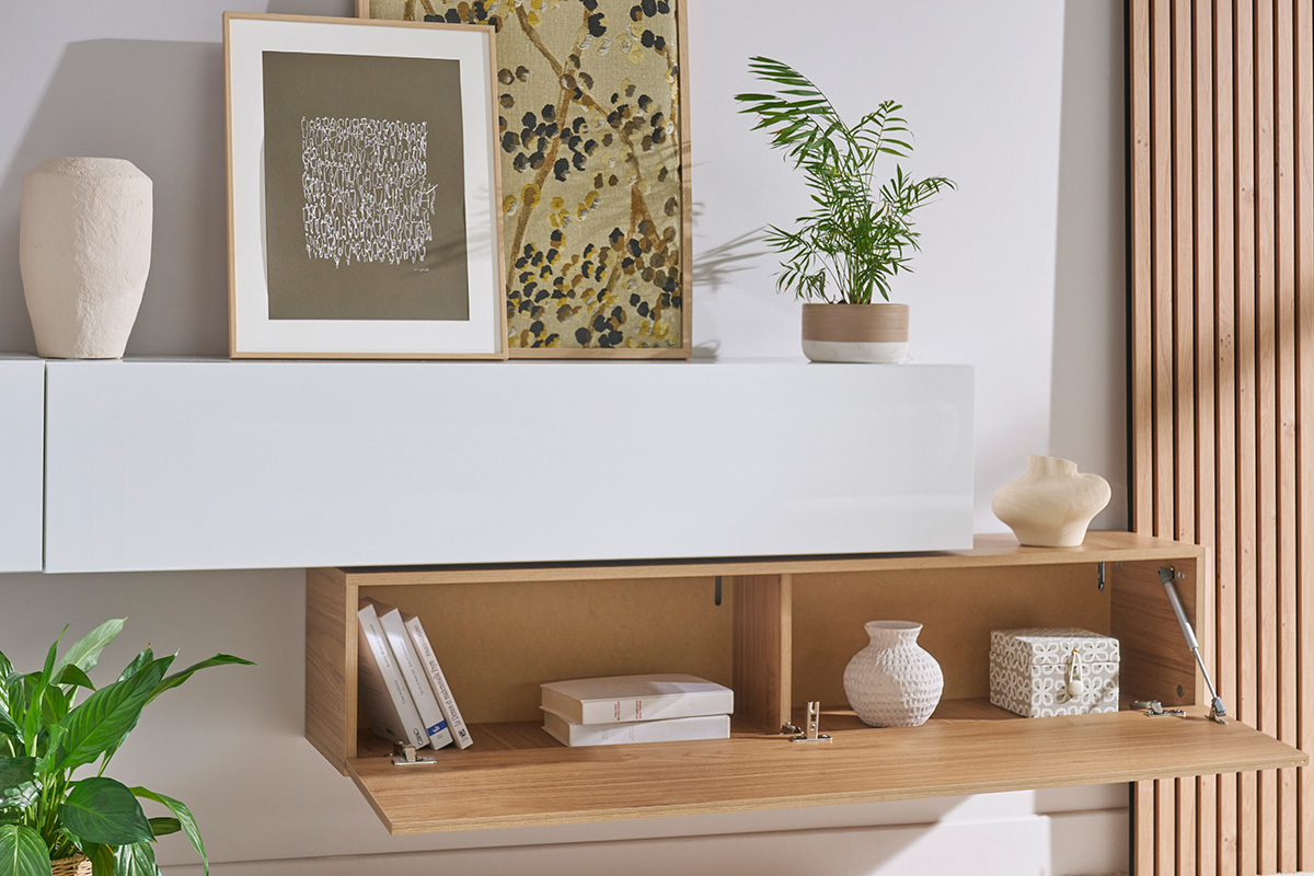 Elemento de pared TV horizontal nogal claro ETERNEL