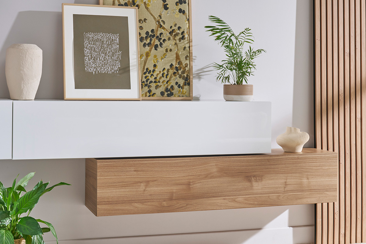 Elemento de pared TV horizontal nogal claro ETERNEL