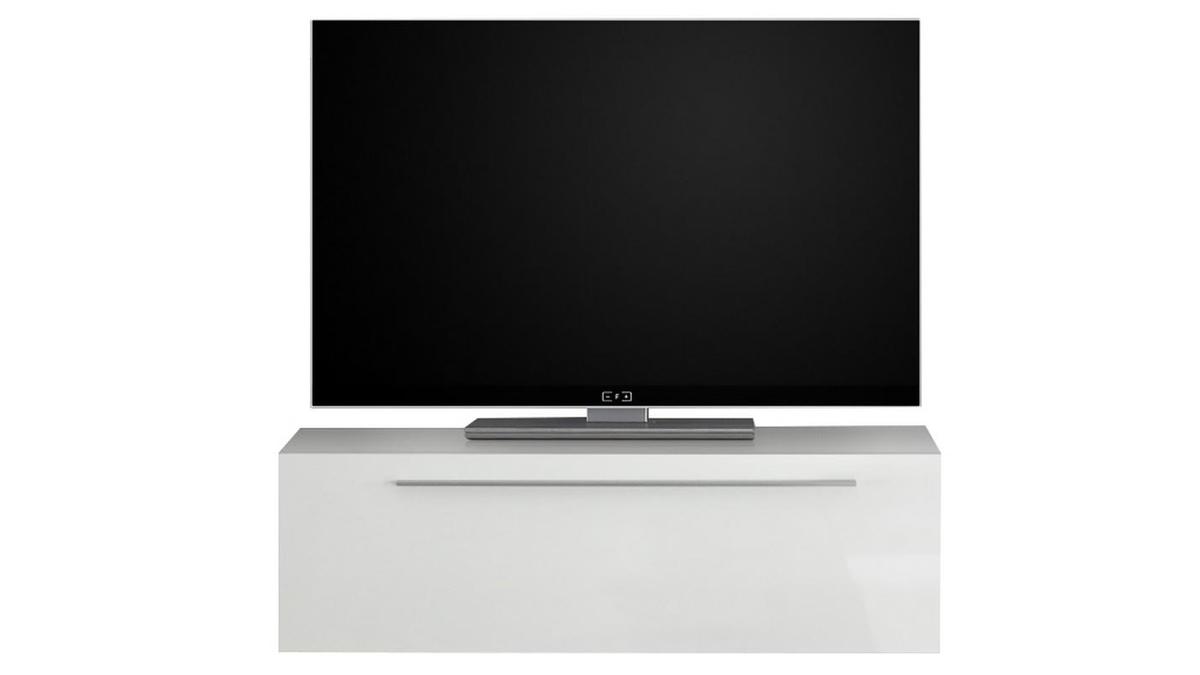 Elemento de pared TV lacado blanco brillante L95 cm ETERNEL